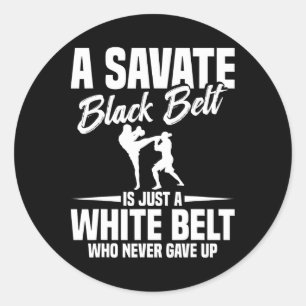 Pegatina Redonda Boxeo Savate Artes Marciales Cinturón Negro Kickbo
