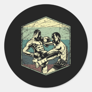 Pegatina Redonda Boxeo Tailandés Muay Thai 