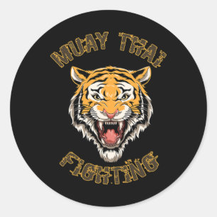 Pegatina Redonda Boxeo Tailandés y Kickboxing de Tigre