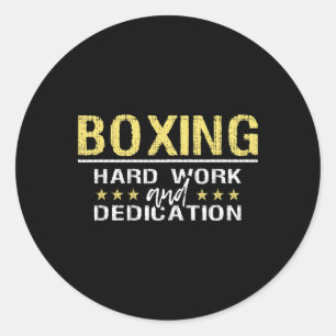 Pegatina Redonda Boxeo Trabajo Duro Y Dedicación - Gimnasio de Kick