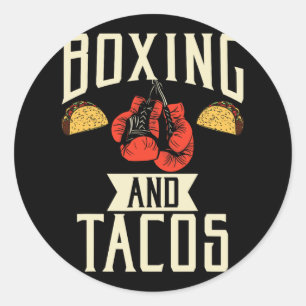 Pegatina Redonda Boxeo Y Tacos Taco De Comida Mexicana