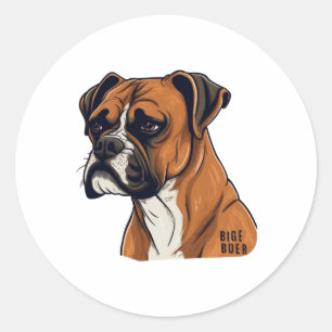 Pegatina Redonda Boxer Bark Diseña diseños gráficos punquíticos