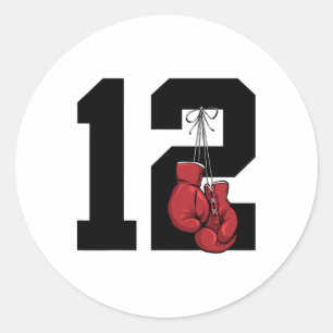 Pegatina Redonda Boxer Boxeo de 12 años 12º cumpleaños