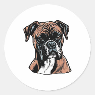Pegatina Redonda Boxer Buddy Protección Humorosa