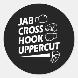 Pegatina Redonda Boxer de boxeo deportivo Jab Cross Hook Uppercut