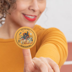 Pegatina Redonda Boxer de temporada espeluznante perro Personalizad