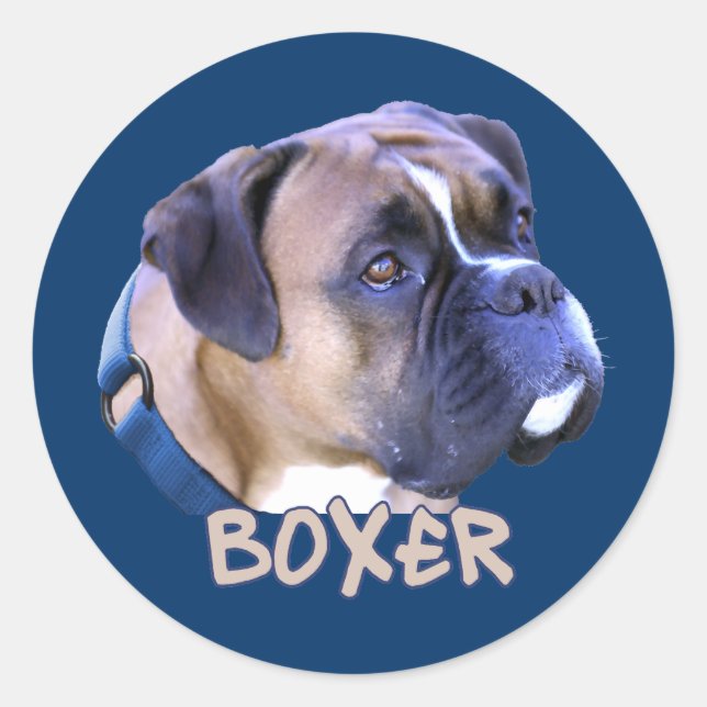 Pegatina Redonda Boxer Dog (Anverso)
