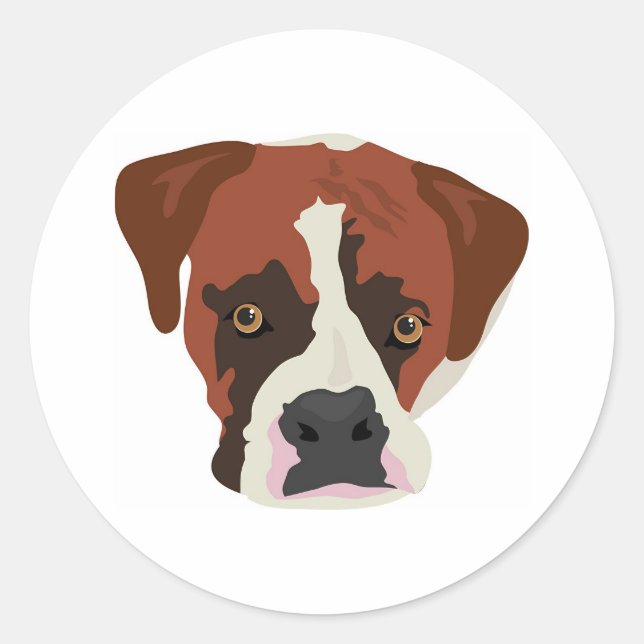 Pegatina Redonda Boxer Dog (Anverso)
