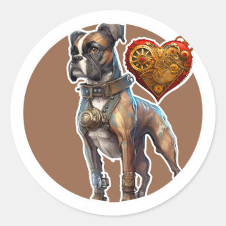 Pegatina Redonda Boxer Dog