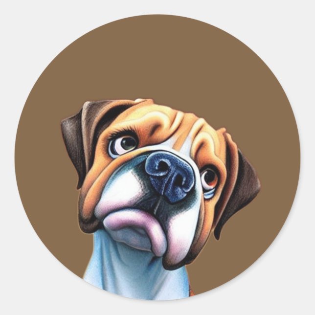 Pegatina Redonda Boxer Dog (Anverso)
