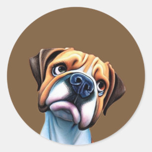 Pegatina Redonda Boxer Dog