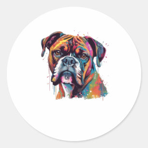 Pegatina Redonda Boxer Dog 2