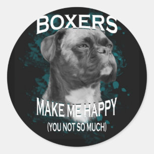 Pegatina Redonda Boxer Dog Animal Aovers Art Textos