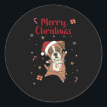 Pegatina Redonda Boxer Dog Christmas Snow Winter Animals Dogs<br><div class="desc">The boxer dog at Christmas with fairy lights. Funny animals with gifts and snow for the holidays. Also funny for Christmas in July. Dogs are cute animals and are perfect for Christmas.</div>