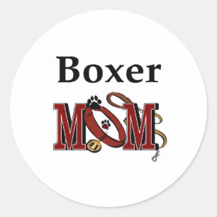 Pegatina Redonda Boxer Dog MOM