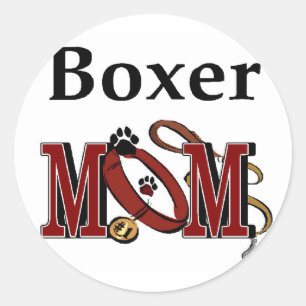 Pegatina Redonda Boxer Dog MOM