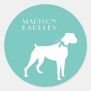 Pegatina Redonda Boxer Dog Puppy