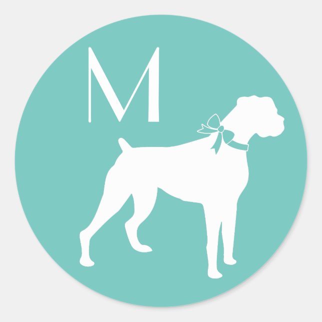 Pegatina Redonda Boxer Dog Puppy (Anverso)
