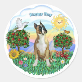 Pegatina Redonda Boxer (orejas recortadas)