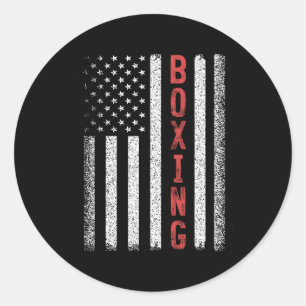 Pegatina Redonda Boxing American Flag Novelt Del 4 De Julio De Guay