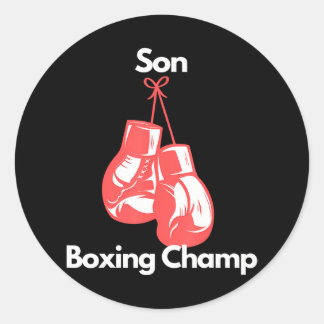 Pegatina Redonda Boxing Champ Son Boxing Glove Childs Day