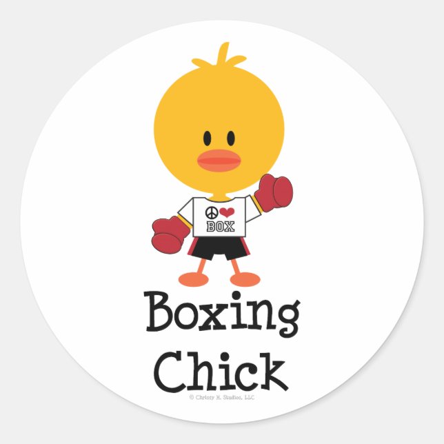 Pegatina Redonda Boxing Chick Pegatinas (Anverso)