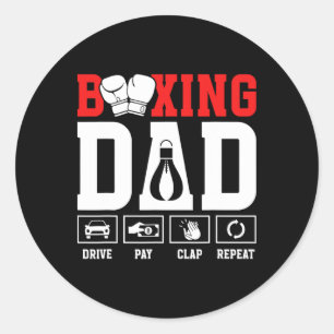 Pegatina Redonda Boxing Dad Drive Pay Clap Boxing Father