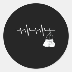 Pegatina Redonda Boxing Heartbeat - Boxer Boxeador de boxeo Kickbox