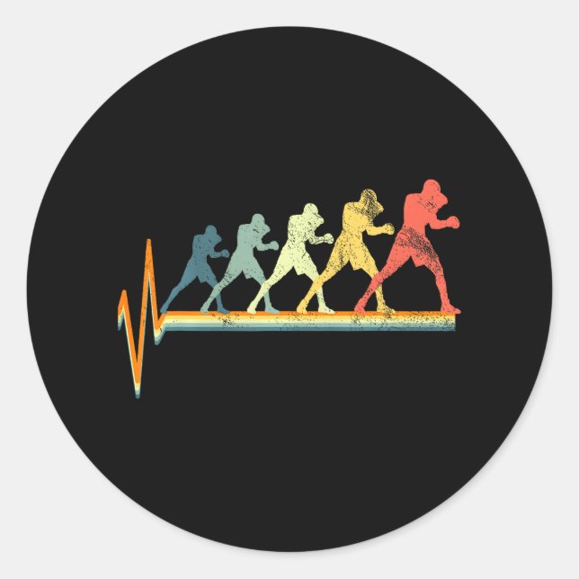 Pegatina Redonda Boxing Heartbeat Boxer Love (Anverso)