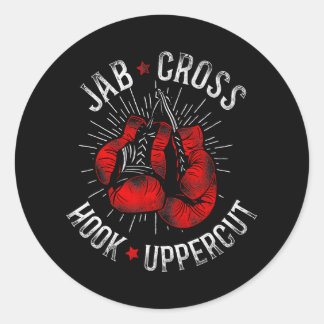 Pegatina Redonda Boxing Jab Cross Hook Uppercut