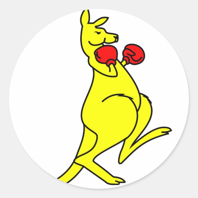 Pegatina Redonda Boxing Kangaroo (Anverso)