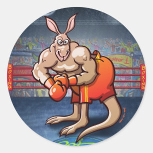 Pegatina Redonda Boxing Kangaroo