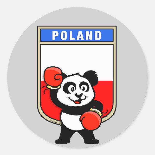 Pegatina Redonda Boxing Poland Panda (Anverso)