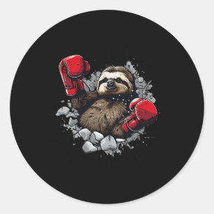 Pegatina Redonda Boxing Slox Lover Boxing Guantes Kickboxing Gracio