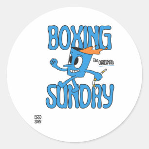 Pegatina Redonda Boxing Sunday Knockout Punch Heavyweight Champion