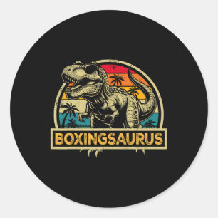 Pegatina Redonda Boxingsauro T Rex Dinosaur Boxing Saurus Family M