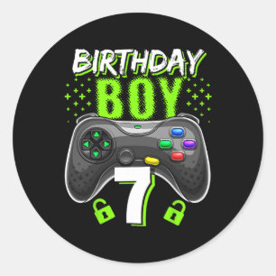 Pegatina Redonda Boy 7 Video Game Controller Gamer 7Cumpleaños Gif