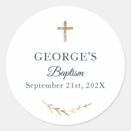 Pegatina Redonda Boy Baptism Personalizado elegante