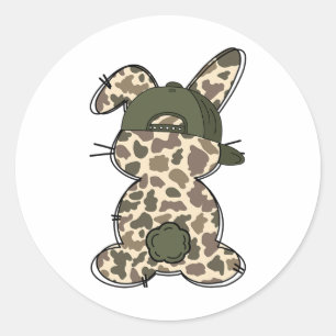 Pegatina Redonda Boy Bunny Rabbit Duck Camo Camouflage Gorra Ball C