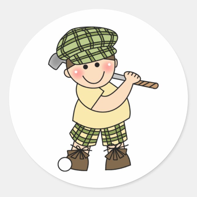 Pegatina Redonda Boy Golfer (Anverso)