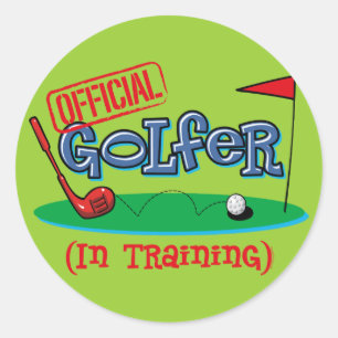 Pegatina Redonda Boy Golfer En Entrenamiento