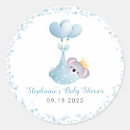 Pegatina Redonda Boy Koala Bear Blue Baby Shower