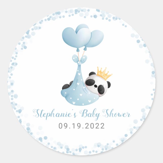 Pegatina Redonda Boy Panta Bear Blue Baby Shower (Anverso)