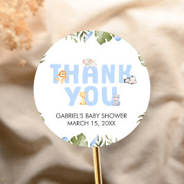 Pegatina Redonda Boy Safari Animal Baby Shower