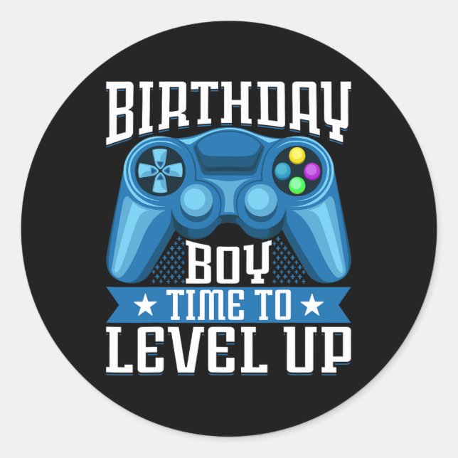 Pegatina Redonda Boy Time To Level Up Video Game Birday Gamer 7 (Anverso)