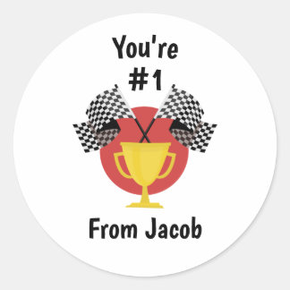 Pegatina Redonda Boy Toy Car Valentine or Birthday Party Favor 