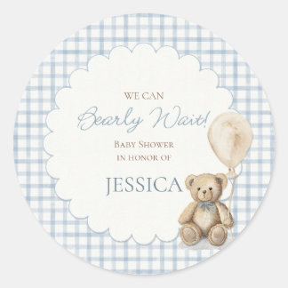 Pegatina Redonda Boy We Can Bearly Wait Teddy Bear Envelope Seal