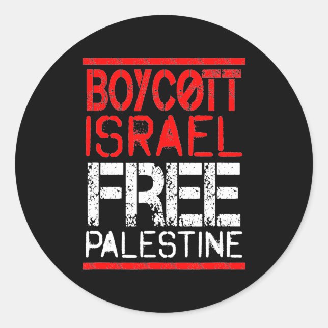 Pegatina Redonda Boycott Israel Palestine Gaza War Awareness  (Anverso)