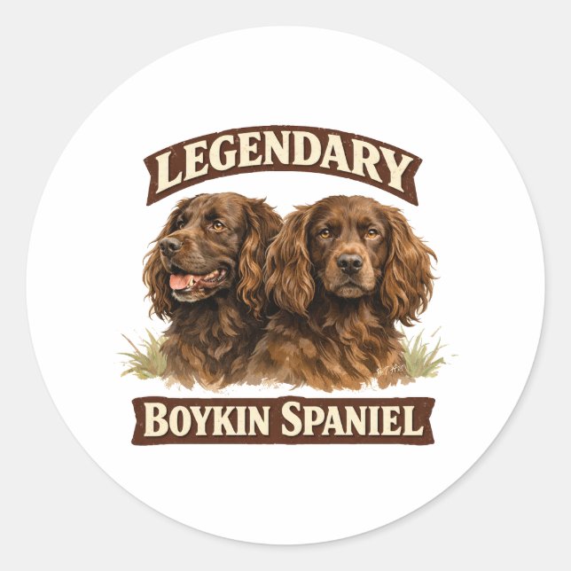 Pegatina Redonda Boykin Spaniel (Anverso)