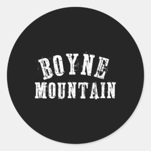 Pegatina Redonda Boyne Mountain Rustic Bold Artisan Grungy Ski Skie